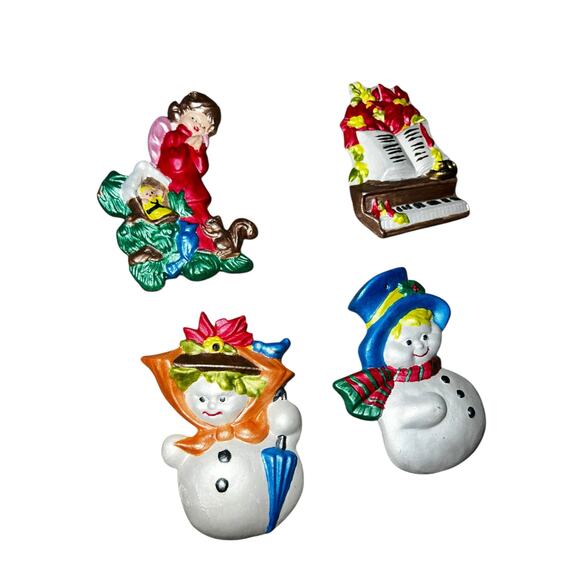 Vintage 1970s christmas holiday Santa ceramic hand painted ornaments lot - Picture 1 of 5